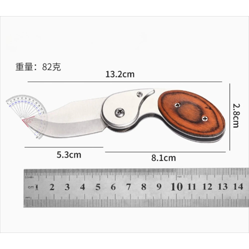 Portable Pocket Folding Knife 5CR13MOV Blade Wood + Stainless Steel Handle Outdoor Hiking Camping Fishing Survival Multi-function Tool