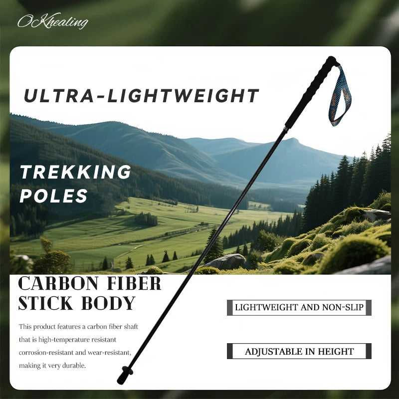Carbon City Walking Running Sticks Lightweight T800 Carbon Fiber Collapsible Telescopic Pole Hiking Cane Trekking Poles