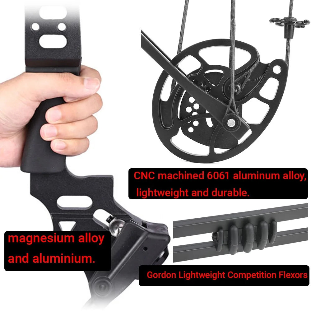 Archery Compound Bow 20-70lbs Adjustable 320FPS 80% Let-off Right Left Hand for Hunting Fishing Target Shooting Sports