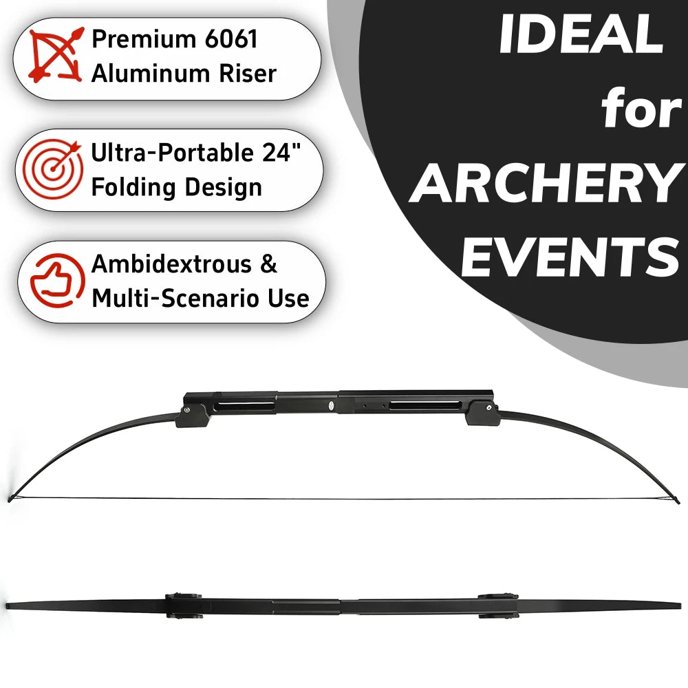 58inch Folding Recurve Bow 35lbs Aluminum Riser Left Right Hand Portable Archery Bow for Outdoor Target Shooting and Hunting Sports