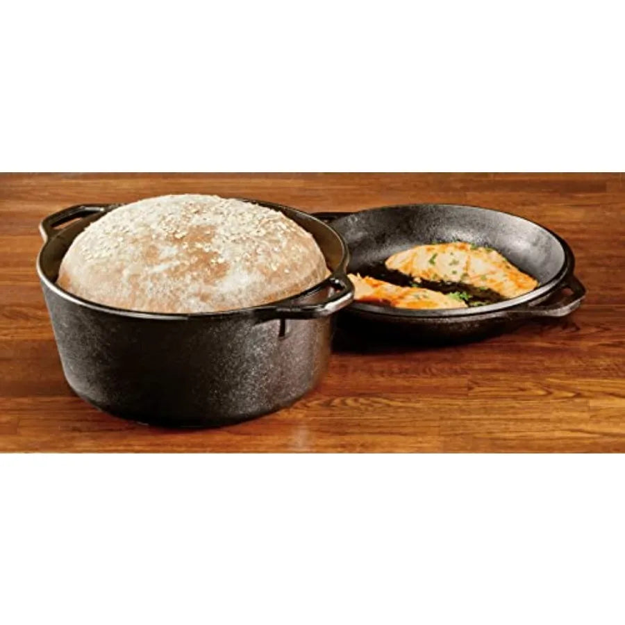 Cast Iron - Pre-Seasoned -in- Cast Iron Cookware - Pot and Skillet Combo - Even Heat Retention - -Safe, Versatile Pot