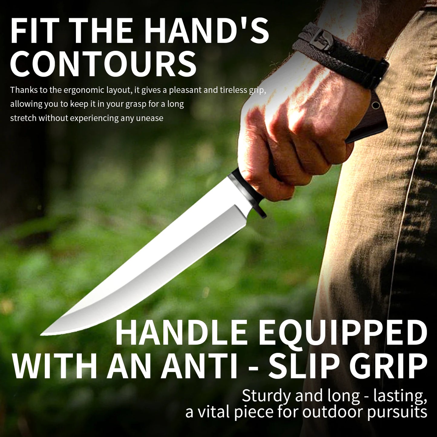 Outdoor Portable Straight Knife with Wooden Handle, Camping Knife, Stainless Steel Fishing Knife, Hiking Knife, Men's Cutter, Multifunctional Straight Knife, Ideal Gift for Men.
