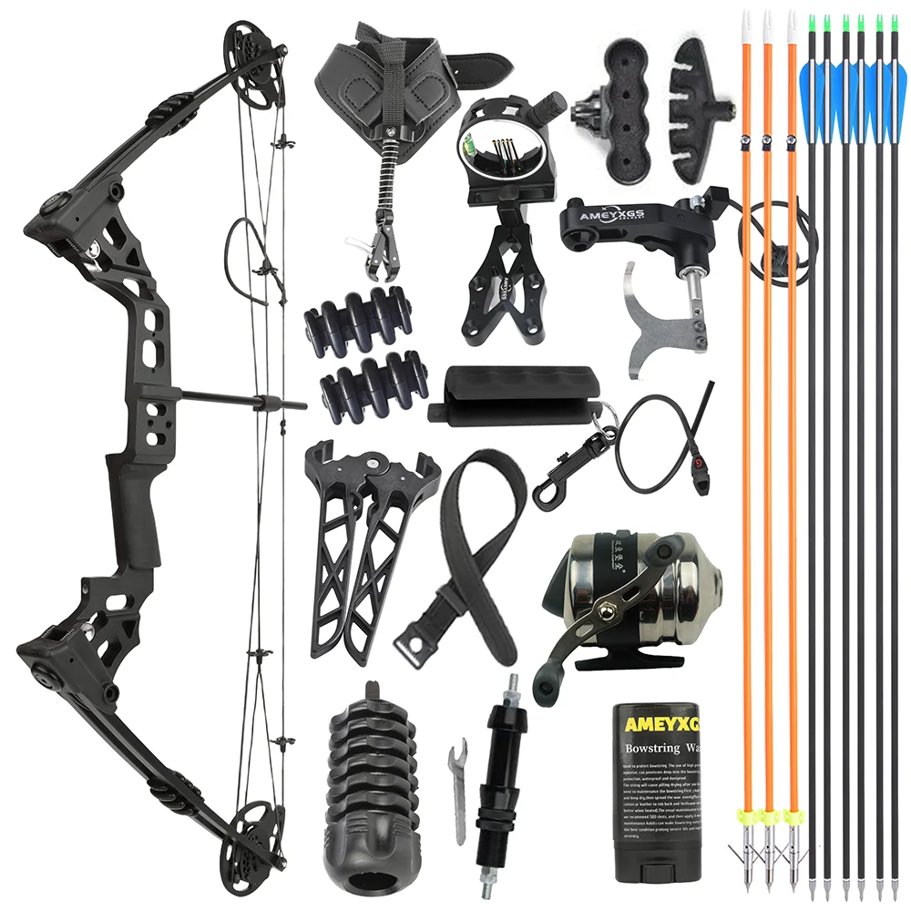 Archery Compound Bow 20-70lbs Adjustable 320FPS 80% Let-off Right Left Hand for Hunting Fishing Target Shooting Sports