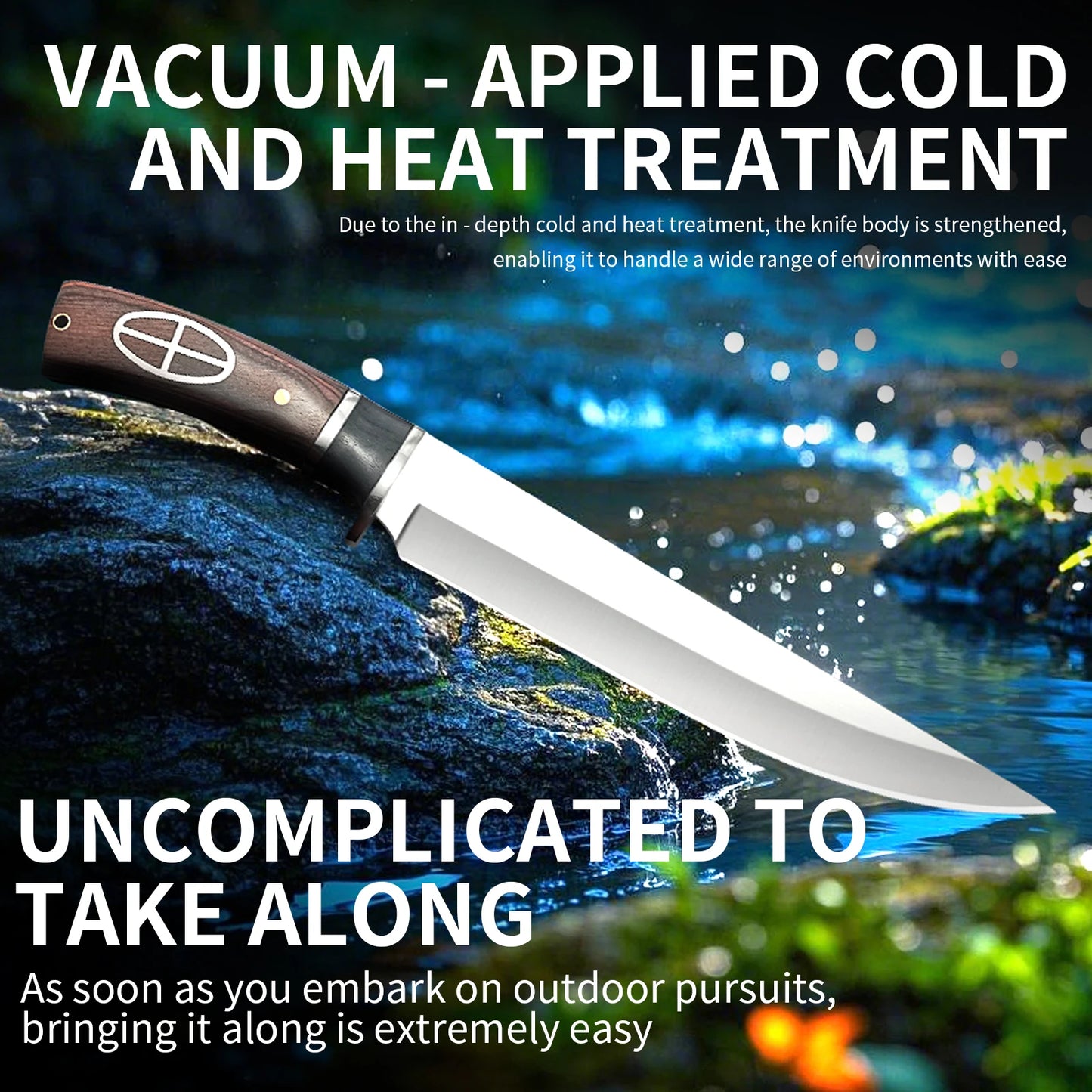 Outdoor Portable Straight Knife with Wooden Handle, Camping Knife, Stainless Steel Fishing Knife, Hiking Knife, Men's Cutter, Multifunctional Straight Knife, Ideal Gift for Men.