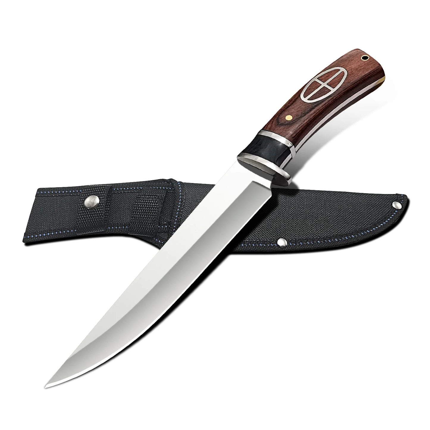 Outdoor Portable Straight Knife with Wooden Handle, Camping Knife, Stainless Steel Fishing Knife, Hiking Knife, Men's Cutter, Multifunctional Straight Knife, Ideal Gift for Men.