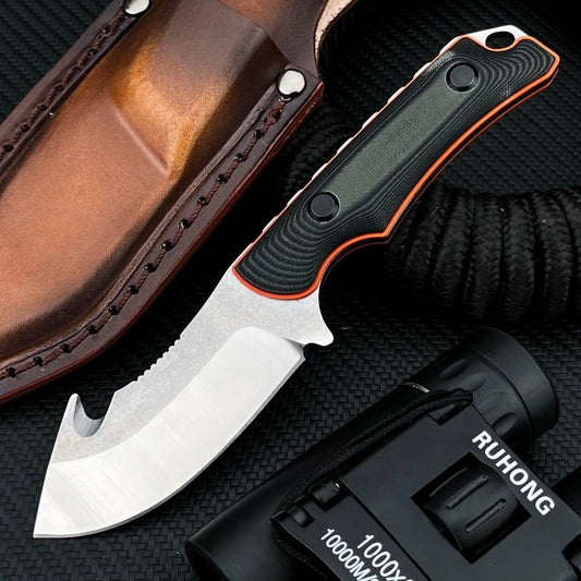 Camping Hunting Straight Knife High Hardness 8Cr13Mov Fixed Blade G10 Handle, with Kydex Sheath, EDC Outdoor Tactical Survival
