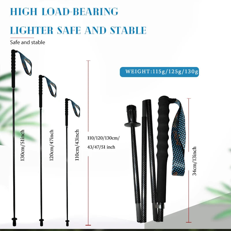 Carbon City Walking Running Sticks Lightweight T800 Carbon Fiber Collapsible Telescopic Pole Hiking Cane Trekking Poles