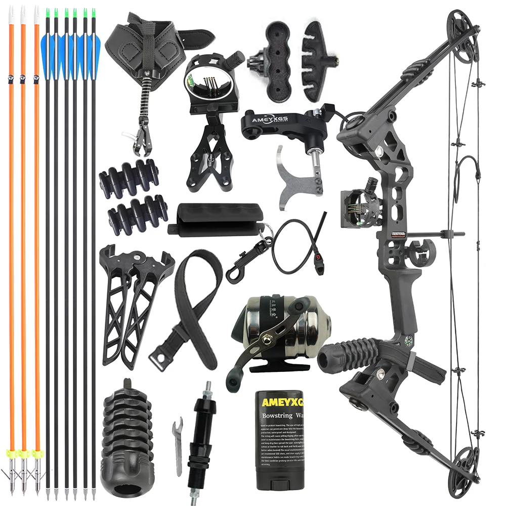 Archery Compound Bow 20-70lbs Adjustable 320FPS 80% Let-off Right Left Hand for Hunting Fishing Target Shooting Sports