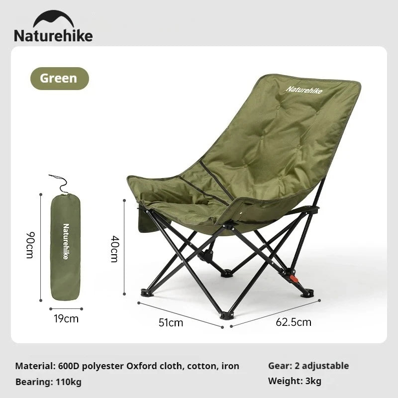 Naturehike Sea Star Recliner Outdoor Folding High Back Moon Chair 2-Position Adjustable Portable Camping Chair for Relaxing Foldable Leisure