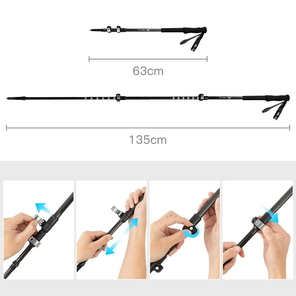 Collapsible Trekking Pole: Lightweight Hiking Stick Adjustable Walking Pole for Backpacking Climbing