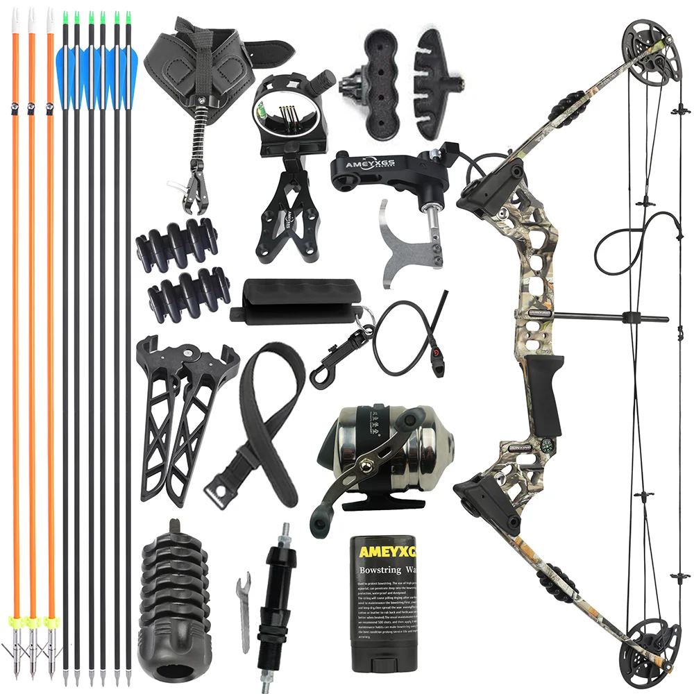 Archery Compound Bow 20-70lbs Adjustable 320FPS 80% Let-off Right Left Hand for Hunting Fishing Target Shooting Sports