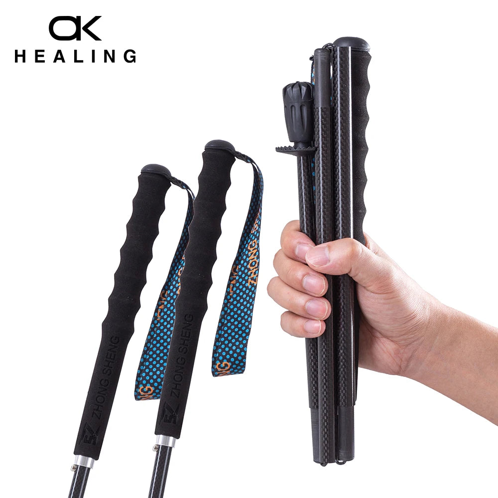Carbon City Walking Running Sticks Lightweight T800 Carbon Fiber Collapsible Telescopic Pole Hiking Cane Trekking Poles