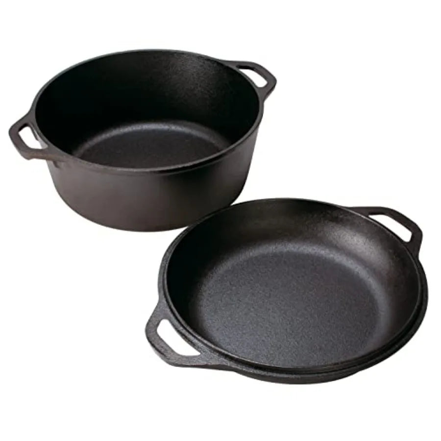 Cast Iron - Pre-Seasoned -in- Cast Iron Cookware - Pot and Skillet Combo - Even Heat Retention - -Safe, Versatile Pot