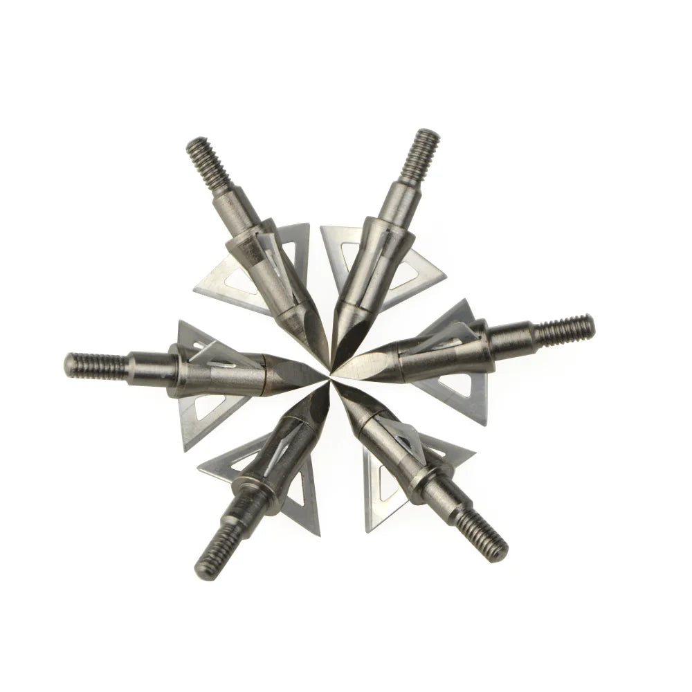 12pcs Stainless Steel 3 Blades Broadheads 100 Grain Arrowheads Archery Hunting Arrow Tips Bow Shooting Target Point Accessories