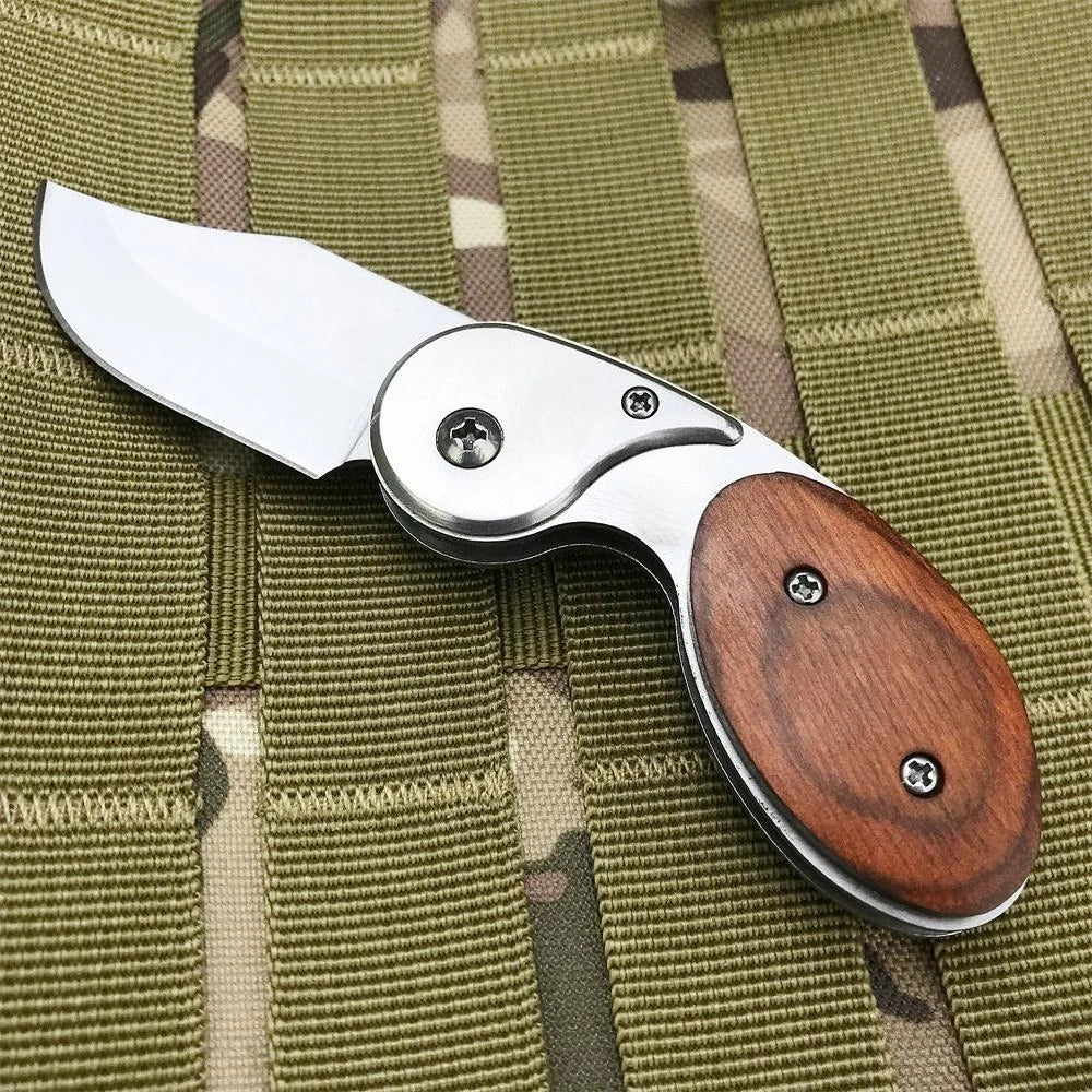Portable Pocket Folding Knife 5CR13MOV Blade Wood + Stainless Steel Handle Outdoor Hiking Camping Fishing Survival Multi-function Tool