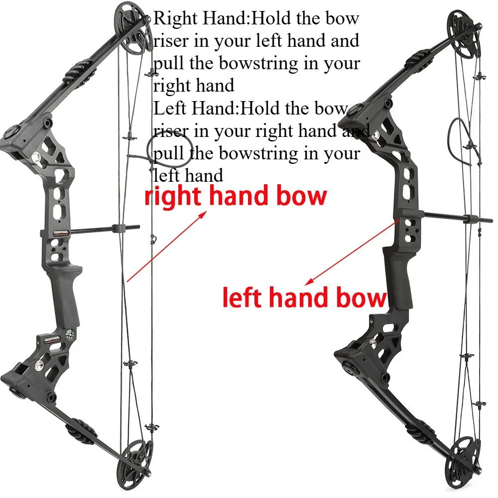 Archery Compound Bow 20-70lbs Adjustable 320FPS 80% Let-off Right Left Hand for Hunting Fishing Target Shooting Sports