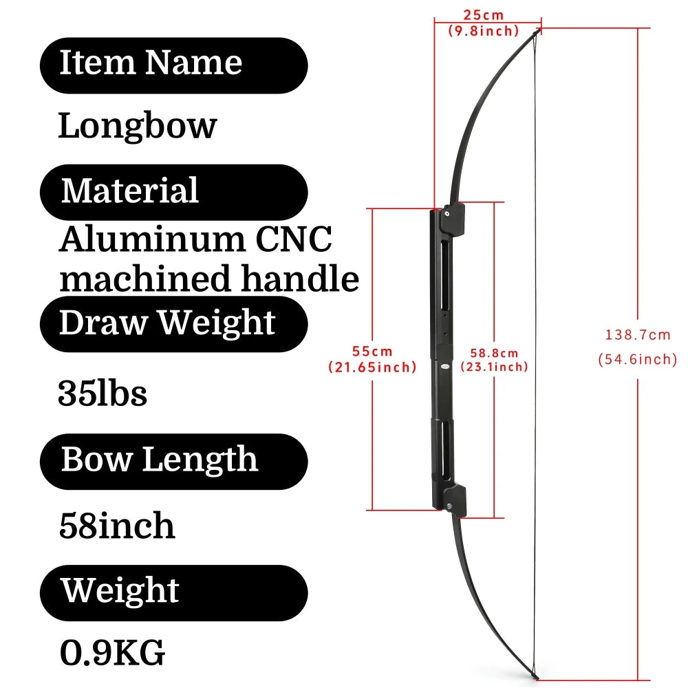 58inch Folding Recurve Bow 35lbs Aluminum Riser Left Right Hand Portable Archery Bow for Outdoor Target Shooting and Hunting Sports