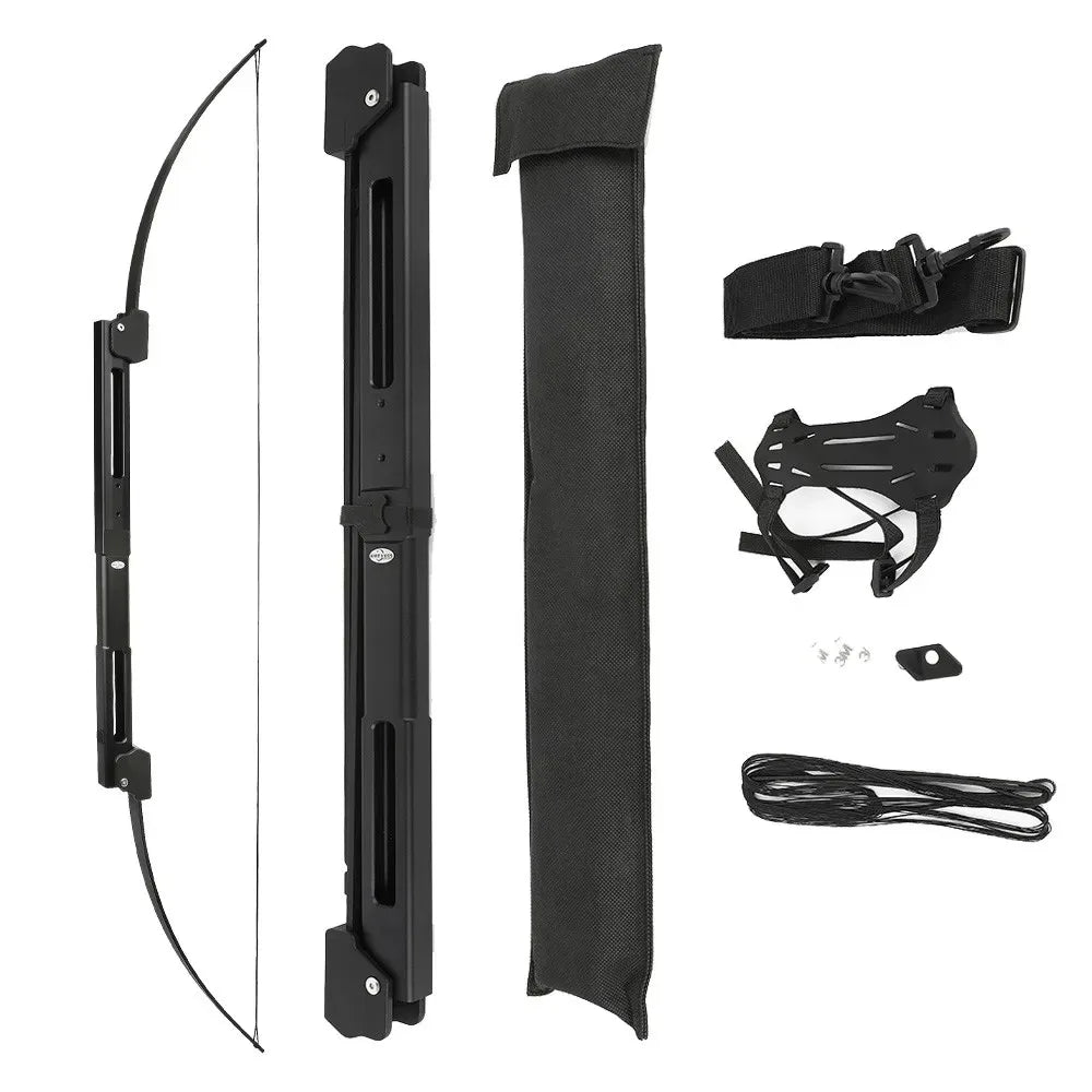 58inch Folding Recurve Bow 35lbs Aluminum Riser Left Right Hand Portable Archery Bow for Outdoor Target Shooting and Hunting Sports