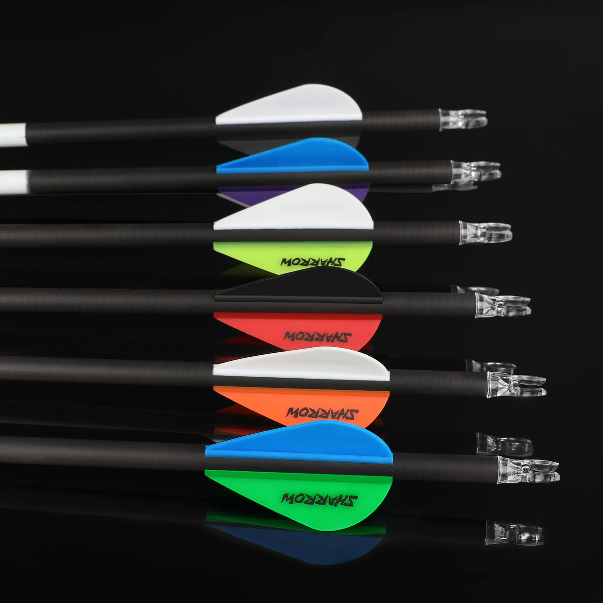 12pcs Pure Carbon Arrow Spine300/400/500 Straightness +/-0.003" ID 6.2mm Shaft for Compound Recurve Bow Hunting Target Shooting