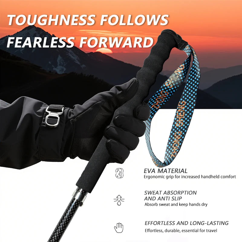 Carbon City Walking Running Sticks Lightweight T800 Carbon Fiber Collapsible Telescopic Pole Hiking Cane Trekking Poles